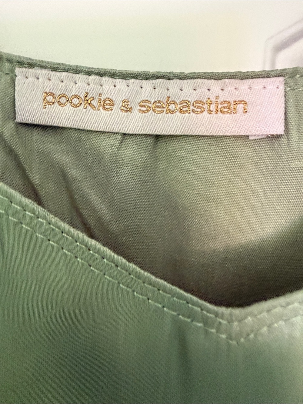 Pookie & Sebastian Tiered Ruffle Mini Skirt in Sage Green - Picture 5 of 5